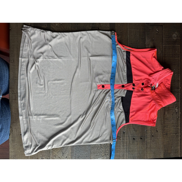 JAMIE SADOCK Sleeveless Golf Top 1/4 Zip Bright Orange & Tan Women’s Sz L - Picture 5 of 7